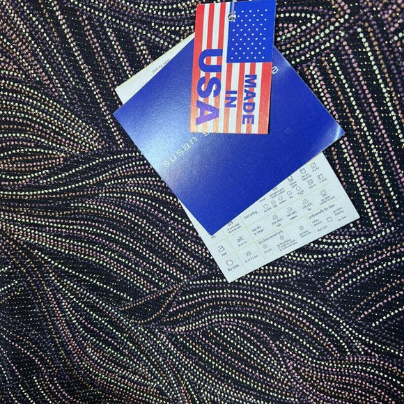 SUSAN GRAVER 1X brown beige copper METTALIC THREAD long sleeve BLOUSE NEW - Picture 2 of 4